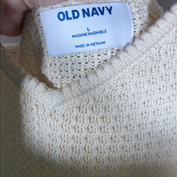 OLD NAVY WOMENS CREAM KNIT CROCHET COVERUP MIDI DRESS LARGE - Picture 4 of 7